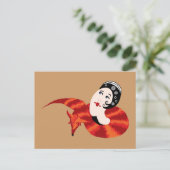 キツネの毛皮を持つ女性 ポストカード (スタンド正面)