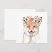 キツネの水色オレンジブラウンワイルドライフアート動物 (正面/裏面)