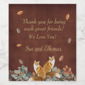 キツネの秋の葉に親しみ ワインラベル (シングルラベル)