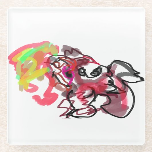 キツネの秋+愛 ガラスコースター (正面)