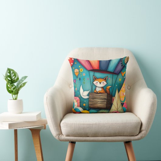 キツネの空飛ぶファンタジー クッション (椅子)