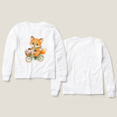 キツネの自転車乗りボーイズTシャツ (デザイン 正面＆背面)