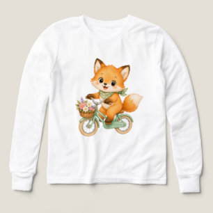 キツネの自転車乗りボーイズTシャツ