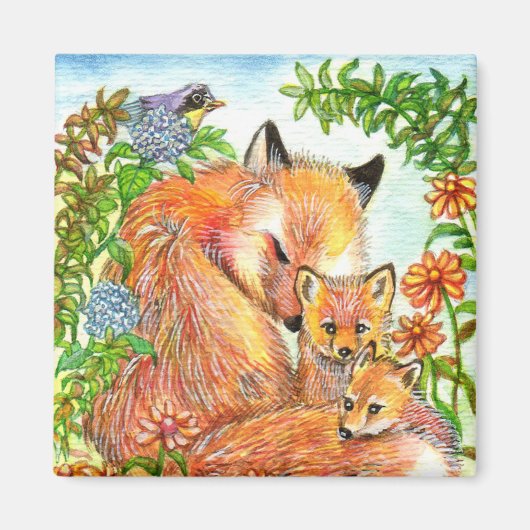 キツネの花束 マグネット (正面)