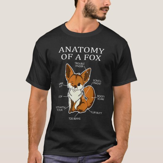 キツネの解剖図 かわいい甘い肉食動物 Tシャツ (正面)