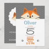 キツネの誕生日招待状 招待状 (正面/裏面)