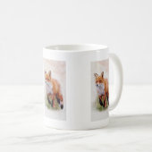 キツネの赤い水色のマグカップ コーヒーマグカップ (正面右)