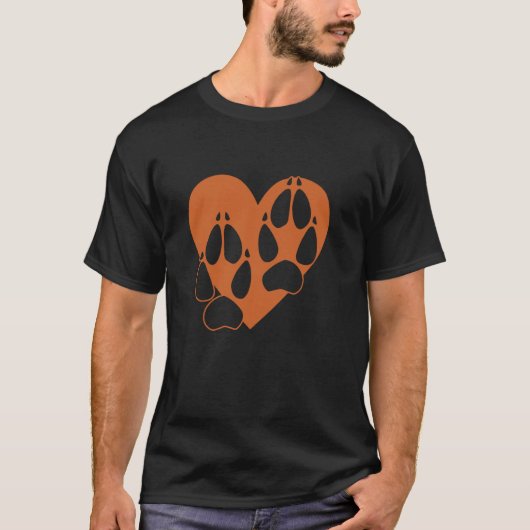 キツネの足跡のハート - フォックス Tシャツ (正面)