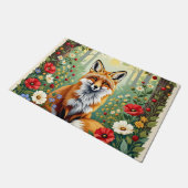 キツネの野の花の森のイラスト ドアマット (アングル)