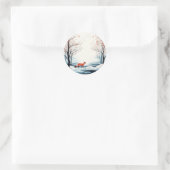 キツネの雪の丸いステッカー – クリスマス ラウンドシール (バッグ)