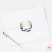 キツネの雪の丸いステッカー – クリスマス ラウンドシール (封筒)