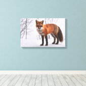 キツネの雪 キャンバスプリント (インサイチュ (ウッドフロア))