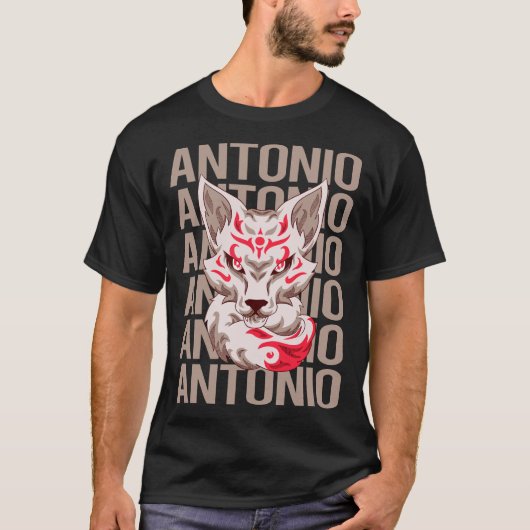 キツネの頭 - アントニオ名 Tシャツ (正面)