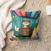 キツネの飛んでいるファンタジー クッション (ブランケット)