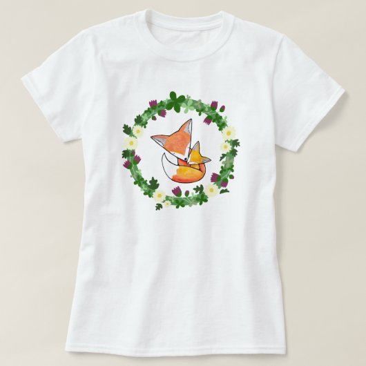 キツネのTシャツのアカギツネのお母さんのベビーのかわいいキツネのグラフィックのティー Tシャツ (デザイン正面)