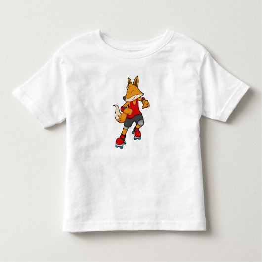 キツネはローラースケート付きスケーター トドラーTシャツ (正面)