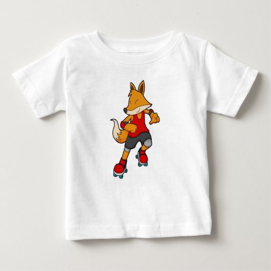 キツネはローラースケート付きスケーター ベビーTシャツ (正面)