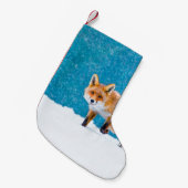 キツネは冬。赤狐、禿鷹、鼻水 スモールクリスマスストッキング (正面 (吊り時))