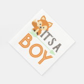 キツネは男の子ウッドランドの赤ちゃんシャワー紙ナプキンス スタンダードランチョンナプキン (角)