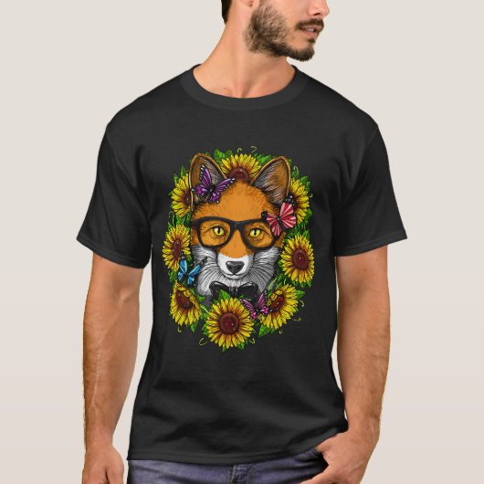 キツネひまわり Tシャツ (正面)