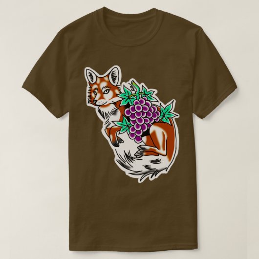 キツネぶどう伝統的入れ Tシャツ (デザイン正面)