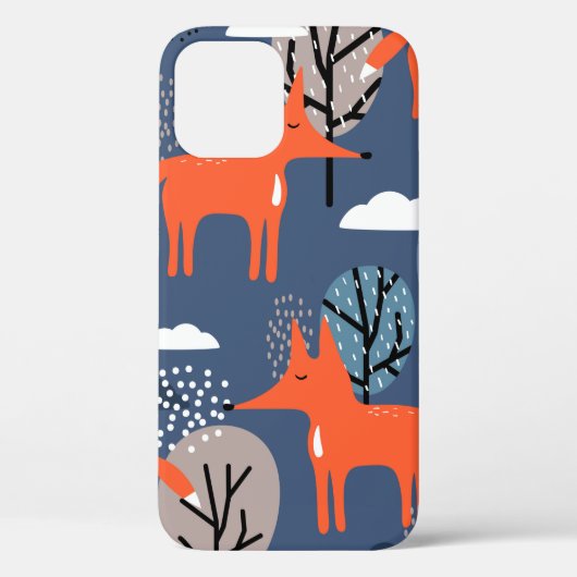 キツネや木、手描きの背景。カラフル海 Case-Mate iPhoneケース (裏面)