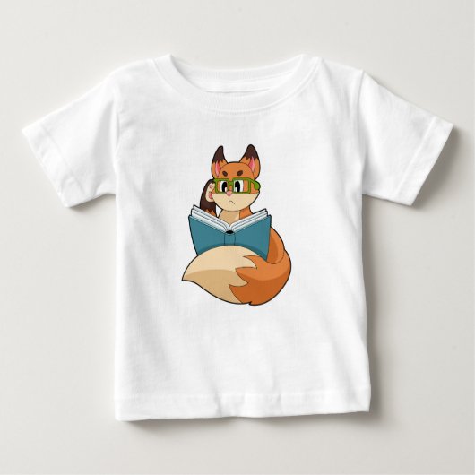 キツネをおたくとしてブック&グラス付き ベビーTシャツ (正面)