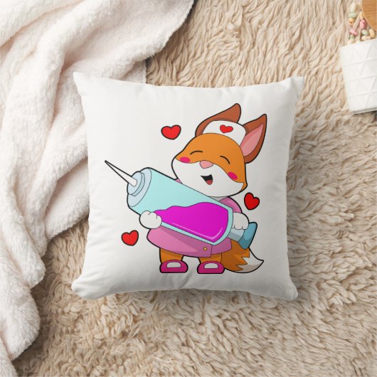 キツネをシリンジとナースとして クッション (ブランケット)