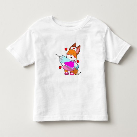 キツネをシリンジとナースとして トドラーTシャツ (正面)