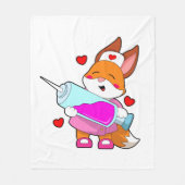 キツネをシリンジとナースとして フリースブランケット (正面)