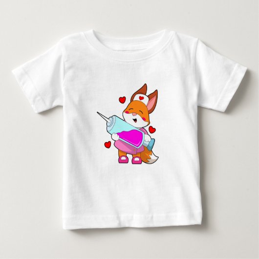 キツネをシリンジとナースとして ベビーTシャツ (正面)