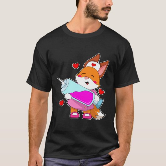 キツネをシリンジとナースとして Tシャツ (正面)