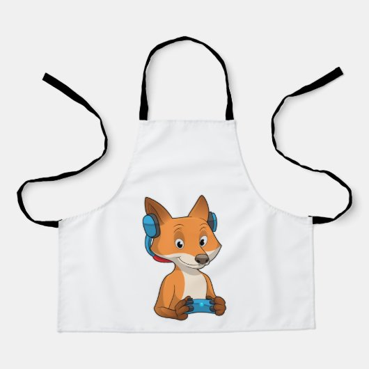 キツネをジョイスティックとゲーマーとして エプロン (正面)