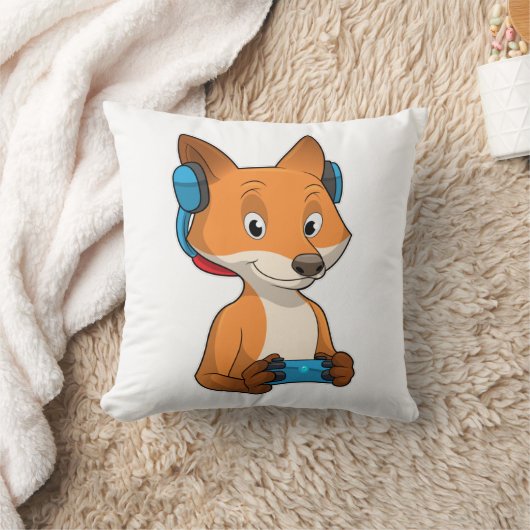 キツネをジョイスティックとゲーマーとして クッション (ブランケット)