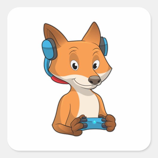 キツネをジョイスティックとゲーマーとして スクエアシール (正面)