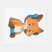 キツネをジョイスティックとゲーマーとして フリースブランケット (正面(横))