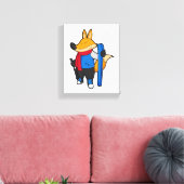 キツネをスキーとスキーヤー キャンバスプリント (インサイチュ (リビング))