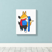 キツネをスキーとスキーヤー キャンバスプリント (インサイチュ (ウッドフロア))