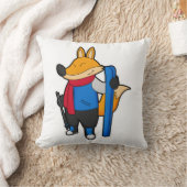 キツネをスキーとスキーヤー クッション (ブランケット)