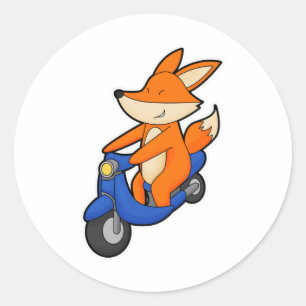 キツネをスクーターとバイクもしくは自転車に乗る人として ラウンドシール