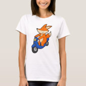 キツネをスクーターとバイクもしくは自転車に乗る人として Tシャツ (正面)