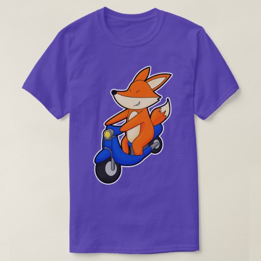 キツネをスクーターとバイクもしくは自転車に乗る人として Tシャツ (デザイン正面)