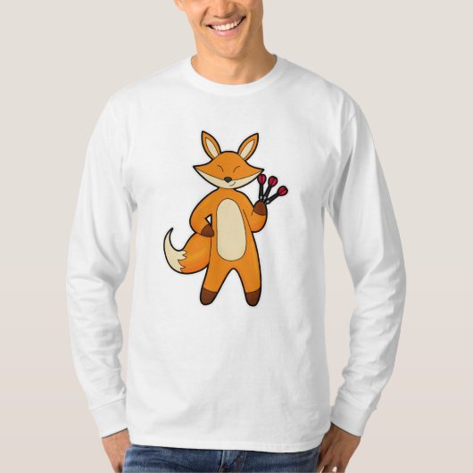 キツネをダーツとダーツプレーヤーとして Tシャツ (正面)