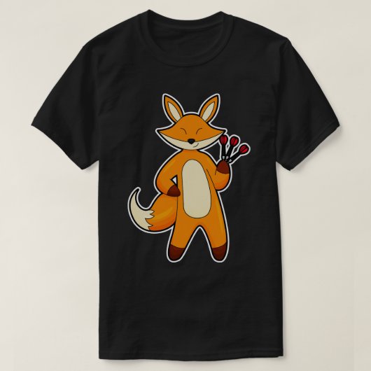 キツネをダーツとダーツプレーヤーとして Tシャツ (デザイン正面)