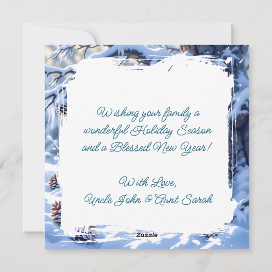 キツネをテーマにしたパーソナライズされたクリスマス シーズンカード (裏面)