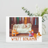 キツネをテーマにした出産告知カード 案内状 (スタンド正面)