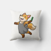 キツネをハサミで美容師 クッション (裏面)