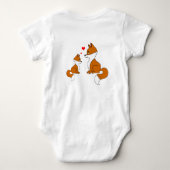 キツネをハートで切り、手書き ベビーボディスーツ (裏面)