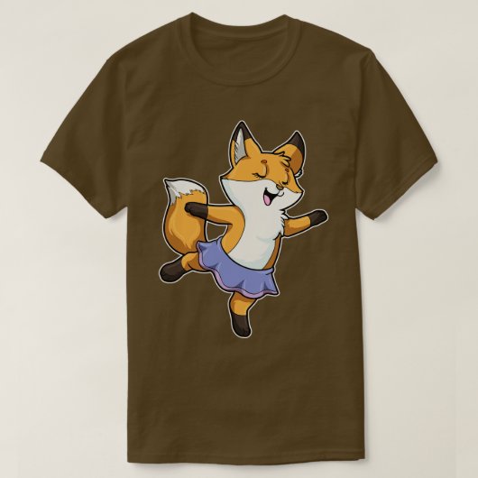 キツネをバレリーナとしてバレエでスカート Tシャツ (デザイン正面)