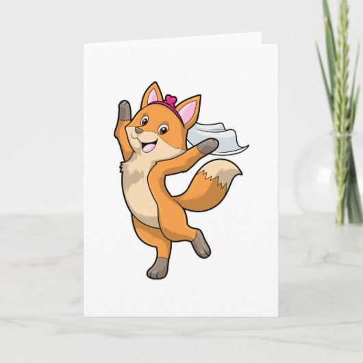 キツネをブライドとヴェール&ハート カード (正面)